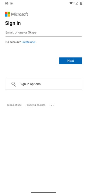 Enter your Email address and select Next