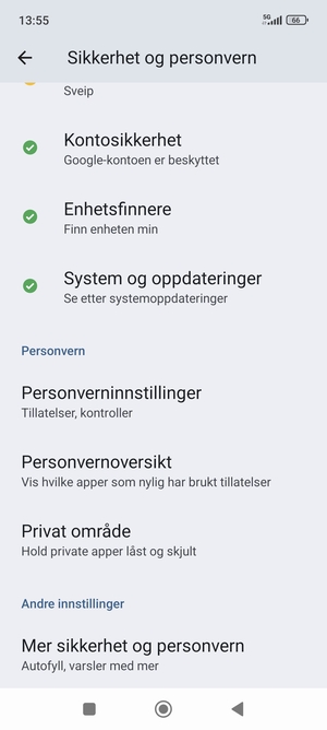 Bla til og velg System og oppdateringer