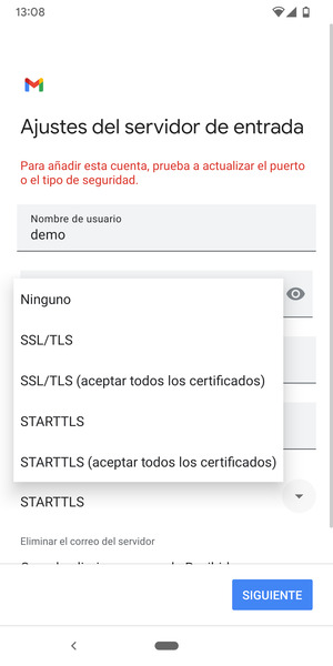 Seleccione Ninguno y SIGUIENTE