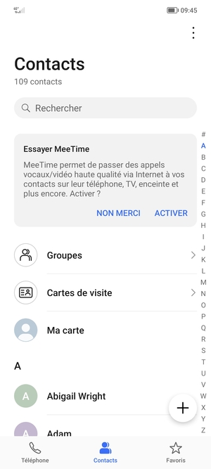 Sélectionnez le bouton du Menu