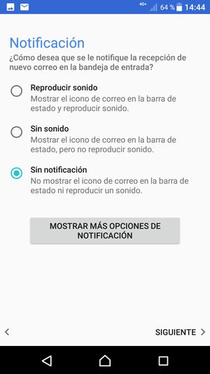Seleccione la opción deseada y seleccione SIGUIENTE