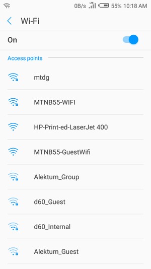 Select the wireless network you want to connect to