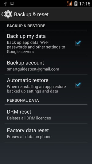 Select Backup account
