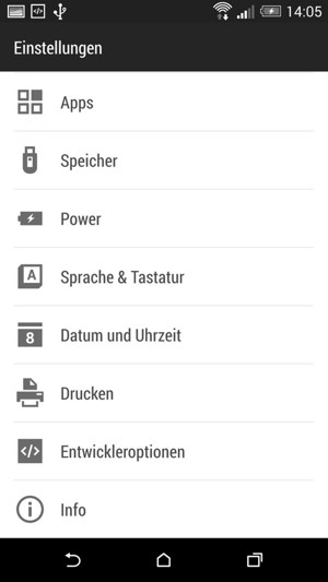 Scrollen Sie und wählen Sie Info