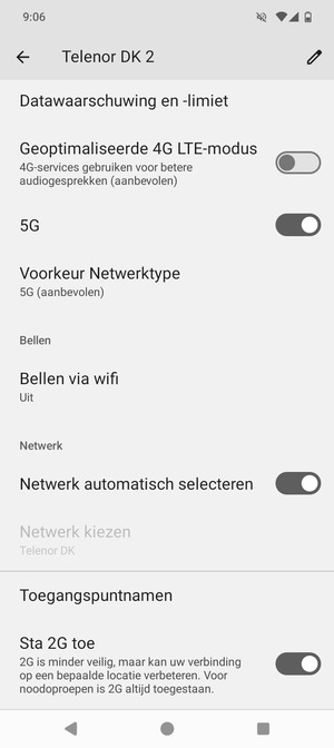 Scroll naar en selecteer Toegangspuntnamen