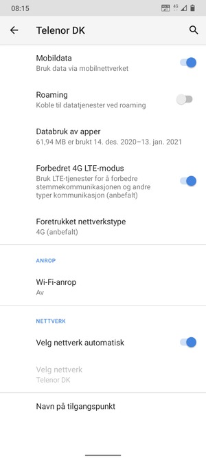 Velg Foretrukket nettverkstype