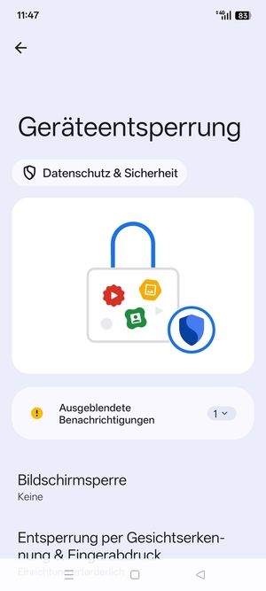 Wählen Sie Bildschirmsperre