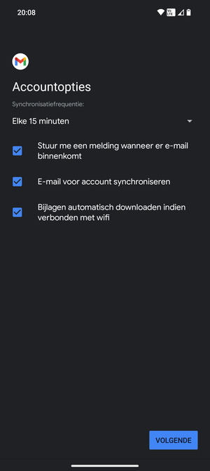 Selecteer VOLGENDE