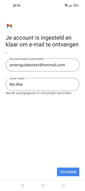 Geef uw account een naam en voer uw naam in. Selecteer VOLGENDE