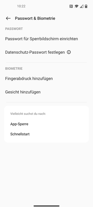 Wählen Sie Passwort für Sperrbildschirm einrichten