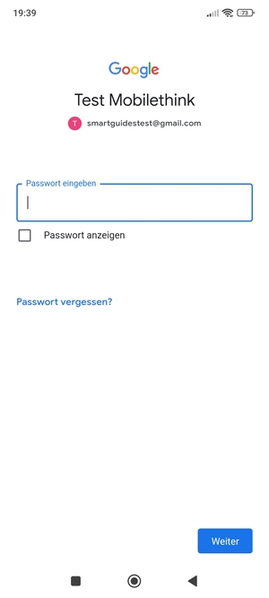 Geben Sie Ihre Gmail Passwort ein und wählen Sie Weiter