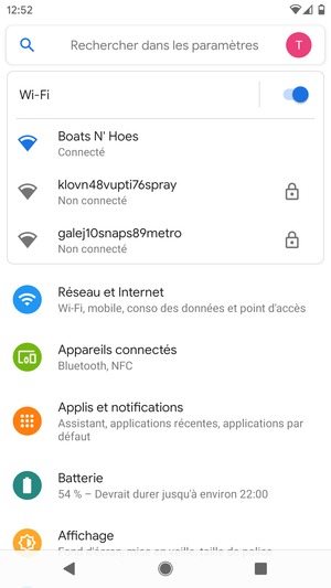 Vous êtes maintenant connecté au réseau Wi-Fi