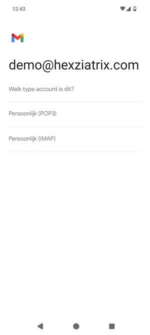 Selecteer Persoonlijk (POP3) of Persoonlijk (IMAP)