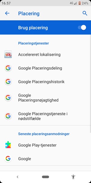 Slå Brug placering fra