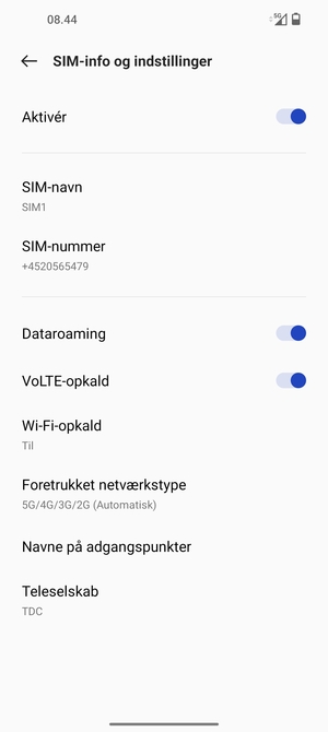 Slå Dataroaming til eller fra