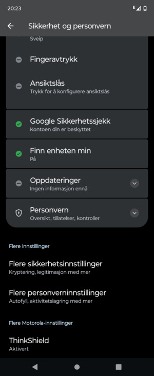 Bla til og velg Flere sikkerhetsinnstillinger