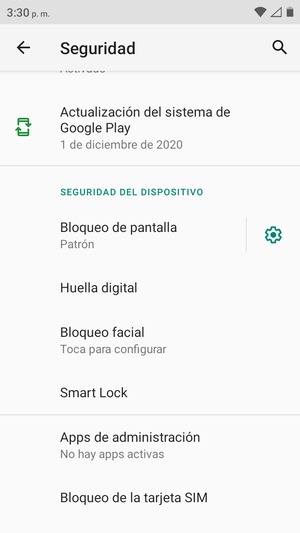 Seleccione Bloqueo de la tarjeta SIM