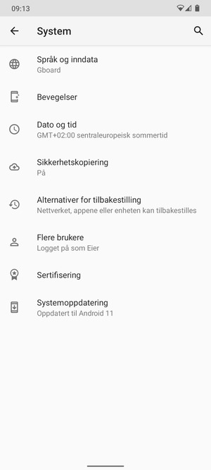 Velg Systemoppdatering