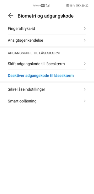 Din telefon er nu sikret med en skærmlås