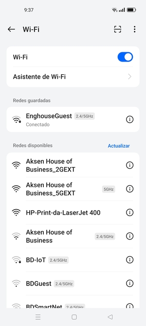 Ahora está conectado a la red Wi-Fi