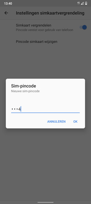 Voer uw Nieuwe sim-pincode in en selecteer OK