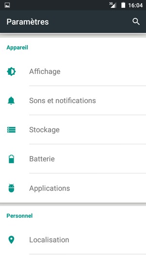 Faites défiler et sélectionnez Batterie