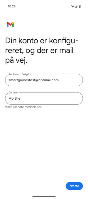 Giv din konto et navn og indtast dit navn. Vælg Næste