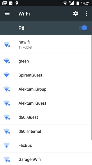 Du er nå koblet til Wi-Fi-nettverket