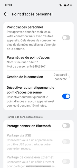 Sélectionnez Paramètres du point d'accès