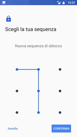 Disegna nuovamente la sequenza di sblocco e seleziona CONFERMA