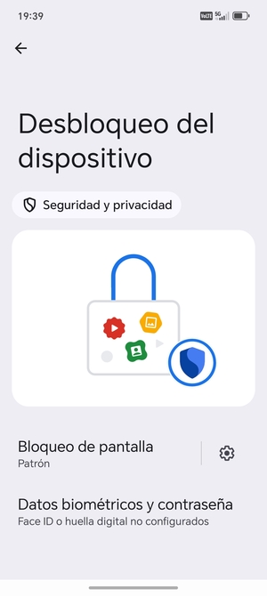 El teléfono ha sido asegurado con un bloqueo de pantalla.