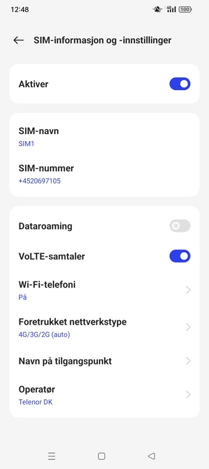 For å bytte nettverk hvis det oppstår nettverksproblemer, velg Operatør
