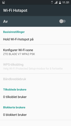 Velg Konfigurer Wi-Fi-sone