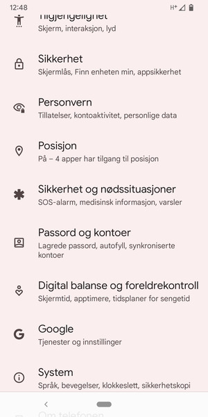 Bla til og velg Passord og kontoer