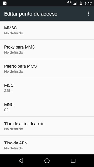 Desplácese hacia abajo e introduzca la información de Internet