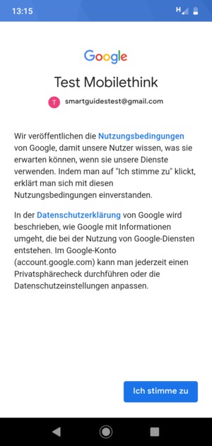 Wählen Sie Ich stimme zu