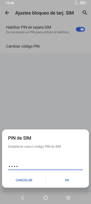 Introduzca su Nuevo código PIN de SIM y seleccione OK