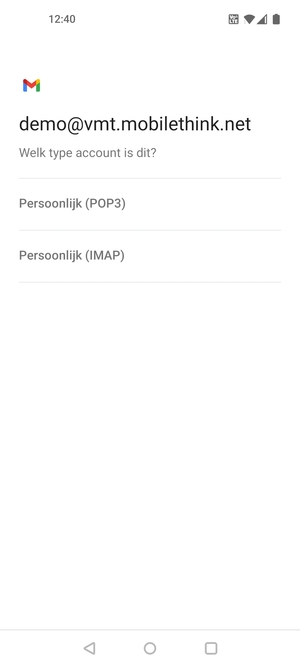 Selecteer Persoonlijk (POP3) of Persoonlijk (IMAP)