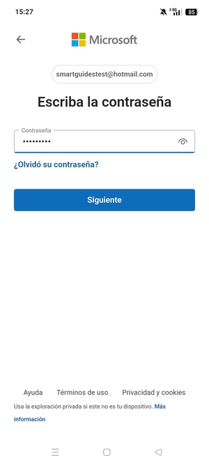Introduzca su contraseña y seleccione Siguiente
