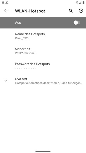 Wählen Sie Passwort des Hotspots