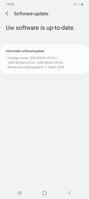 Als uw telefoon up-to-date is, zult u het volgende scherm zien