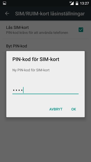Ange din Ny PIN-kod för SIM-kort och välj OK