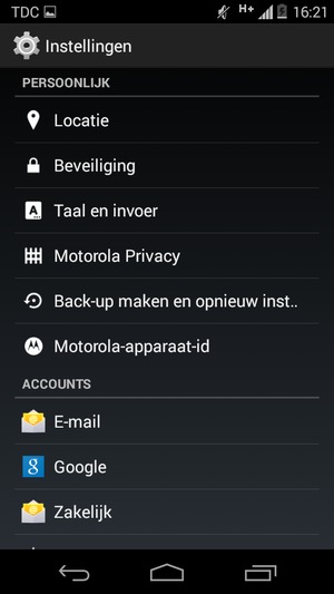 Scroll naar en selecteer Google