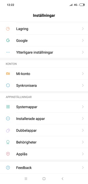 Återgå till Inställningar-menyn och välj Synkronisera