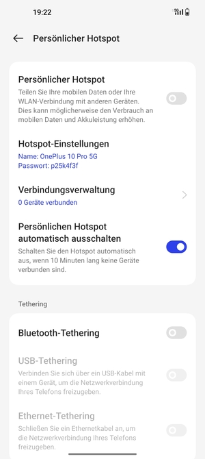 Wählen Sie Hotspot-Einstellungen