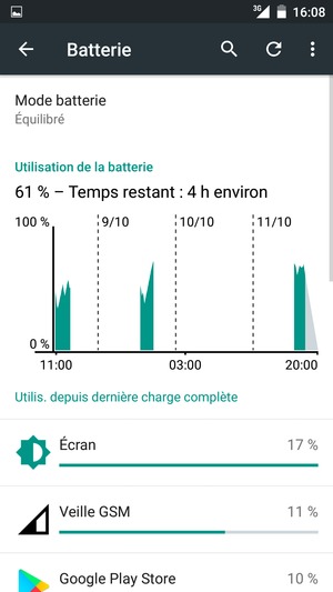Sélectionnez Mode batterie