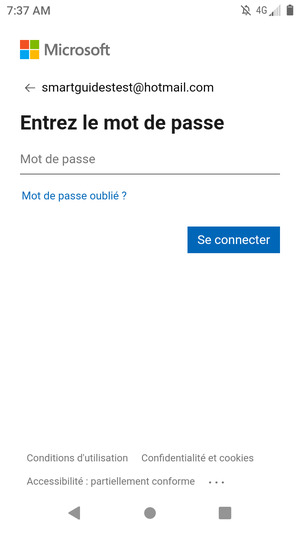 Saisissez votre mot de passe et sélectionnez Se connecter
