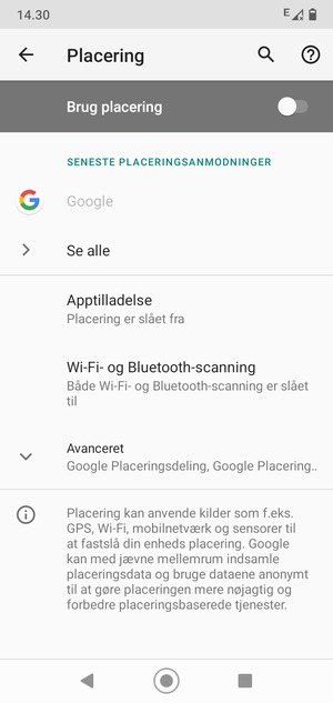 Slå Brug placering fra
