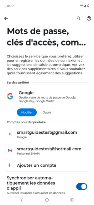 Sélectionnez votre compte Google