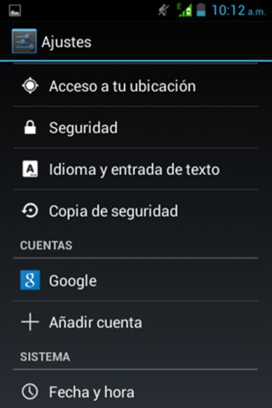 Vuelva al menú Ajustes y seleccione Google